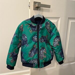 Kenzo Kids Green Jungle Print Puffer Jacket